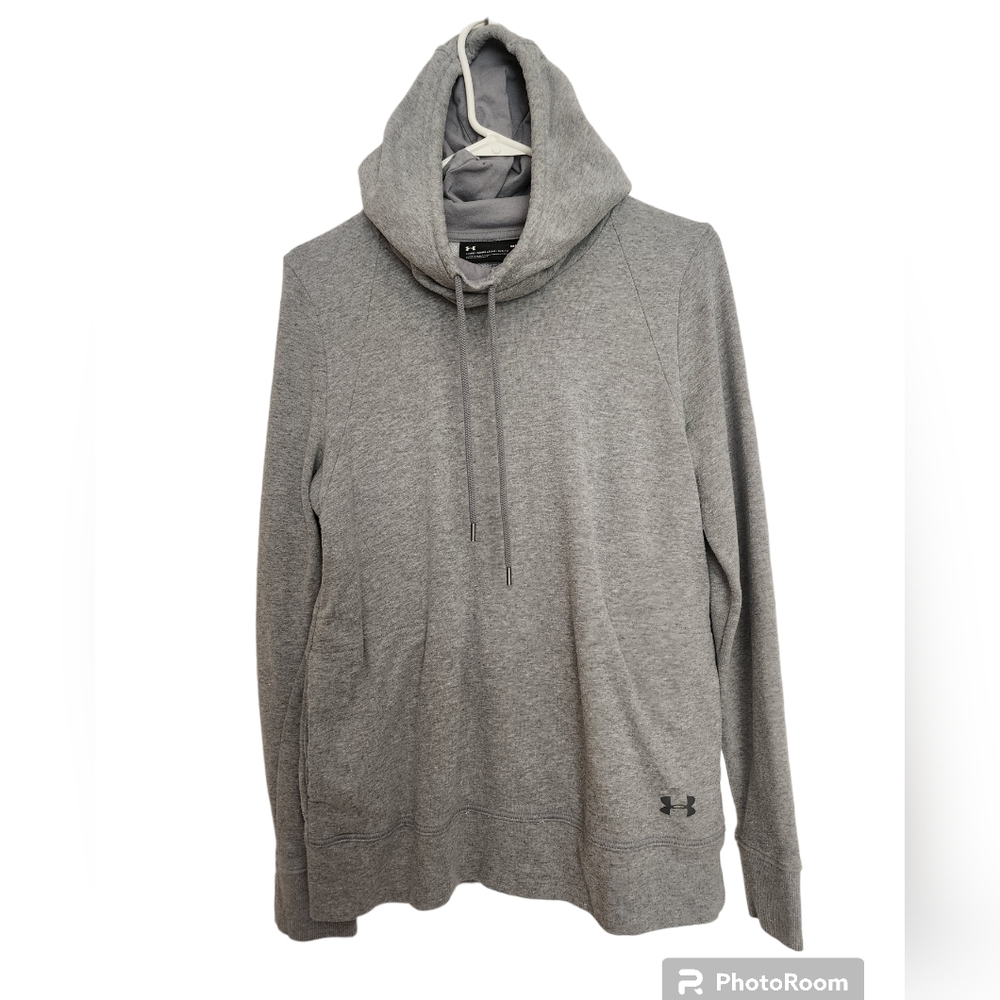 Under Armour Gray Loose Fit Funnel Neck Open Back Sweatshirt SZ Medium